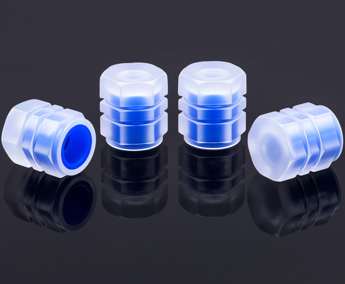 MEAJOO 4PCS Fluorescent Tire Valve Stem Caps, Luminous Car Tire Air Cap, Corrosion Resistant Leak-Proof Wheel Valve Cover, Universal for Cars, Trucks, Bikes, Motorcycles, Bicycles(Blue)