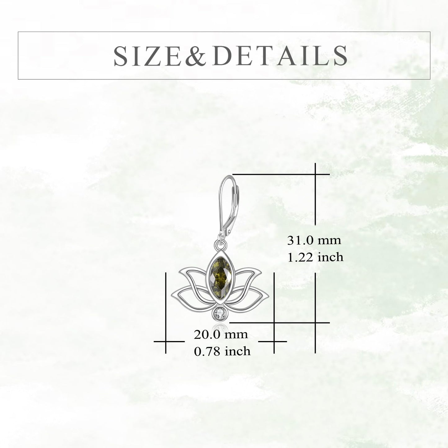 YFN Lotus Flower Earrings Sterling Silver Birthstone Lotus Leverback Dangle Drop Earrings Jewelry Gifts for Women (H. Aug)