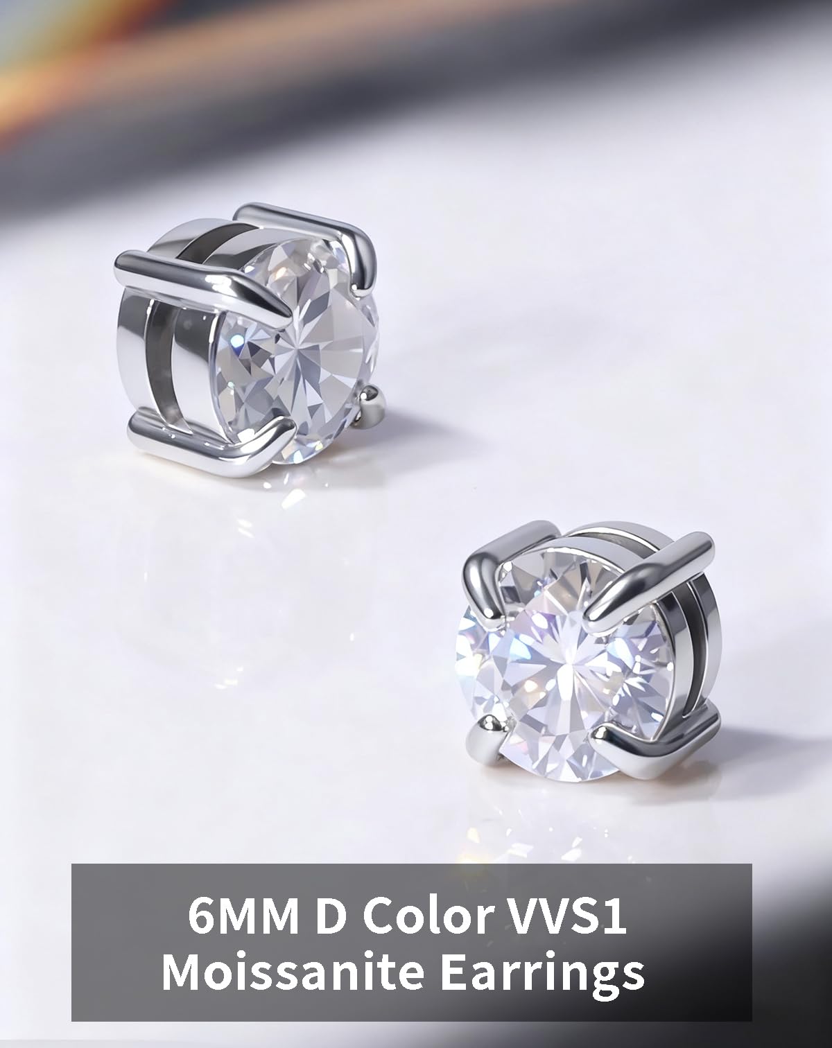 WORFAJEW Moissanite Earrings Magnetic Earrings for Men Women Stainless Steel 14K White Gold Plated Non Piercing Clip On Earring Hypoallergenic VVS1 Lab Diamond Mens Stud 1.6Carats