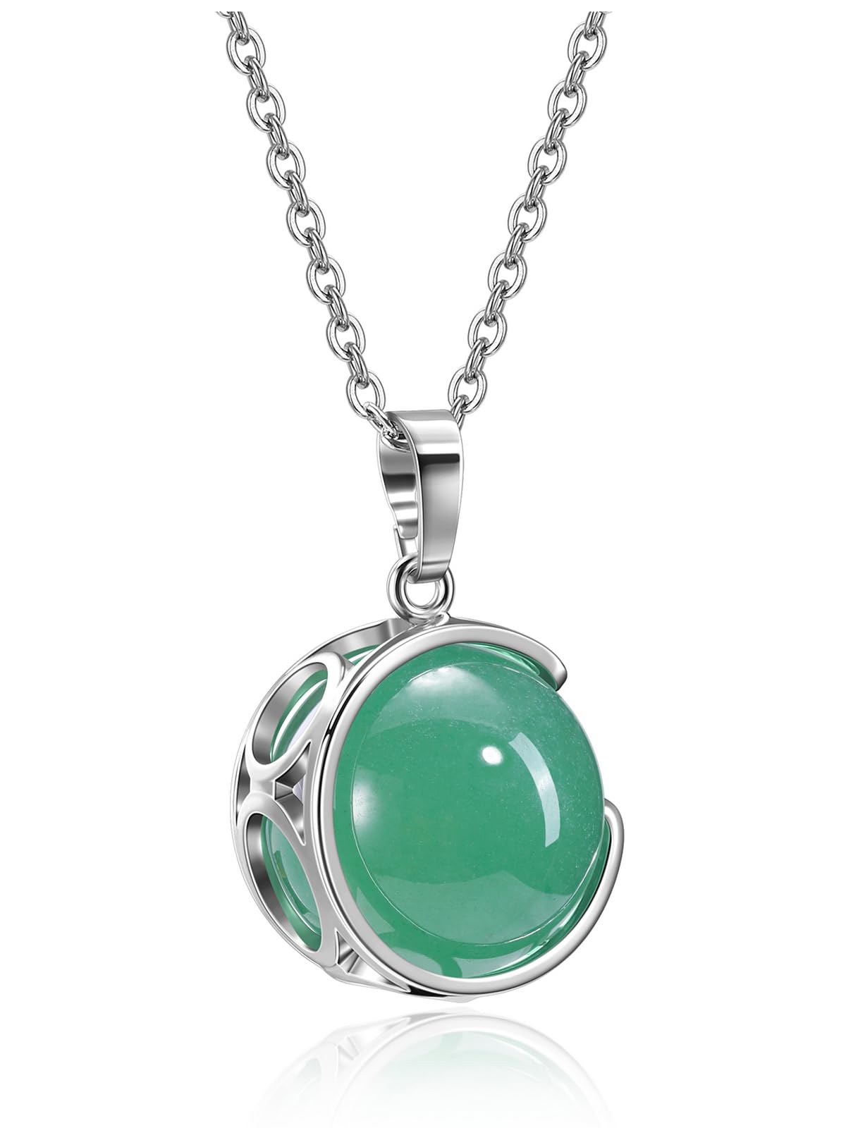Top Plaza Green Aventurine Healing Crystal Stone Necklace Round Ball Rotating Natural Gemstone Pendant Necklace for Women Energy Jewelry Christmas Gifts