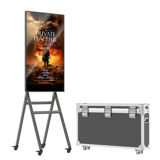 MWE Mobile Digital Signage Display 43in,Portable UHD Touchscreen Advertising Display Kiosk Poster App Publishing,Video Photo Booth Standby Series Screen Mirroring (NonTouch Screen, Metallic, 43in)