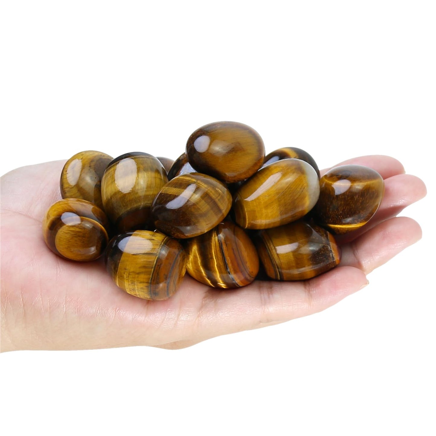 Namzi Tumbled Polished Natural Tiger's Eye Stones for Tumbling, Cabbing, Fountain Rocks, Decoration, Polishing, Wire Wrapping, Wicca & Reiki Healing Crystals(10 Pcs)