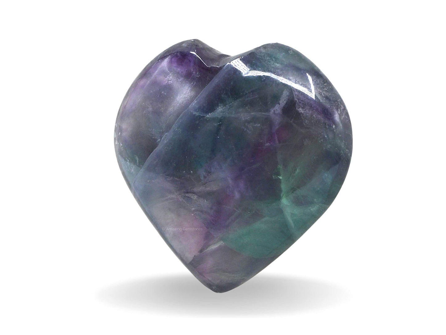 Amazing Gemstone Purple Fluorite Crystal Heart Palm Stone - Pocket Massage Worry Stone for Natural Body Chakra Balancing, Reiki Healing and Crystal Grid