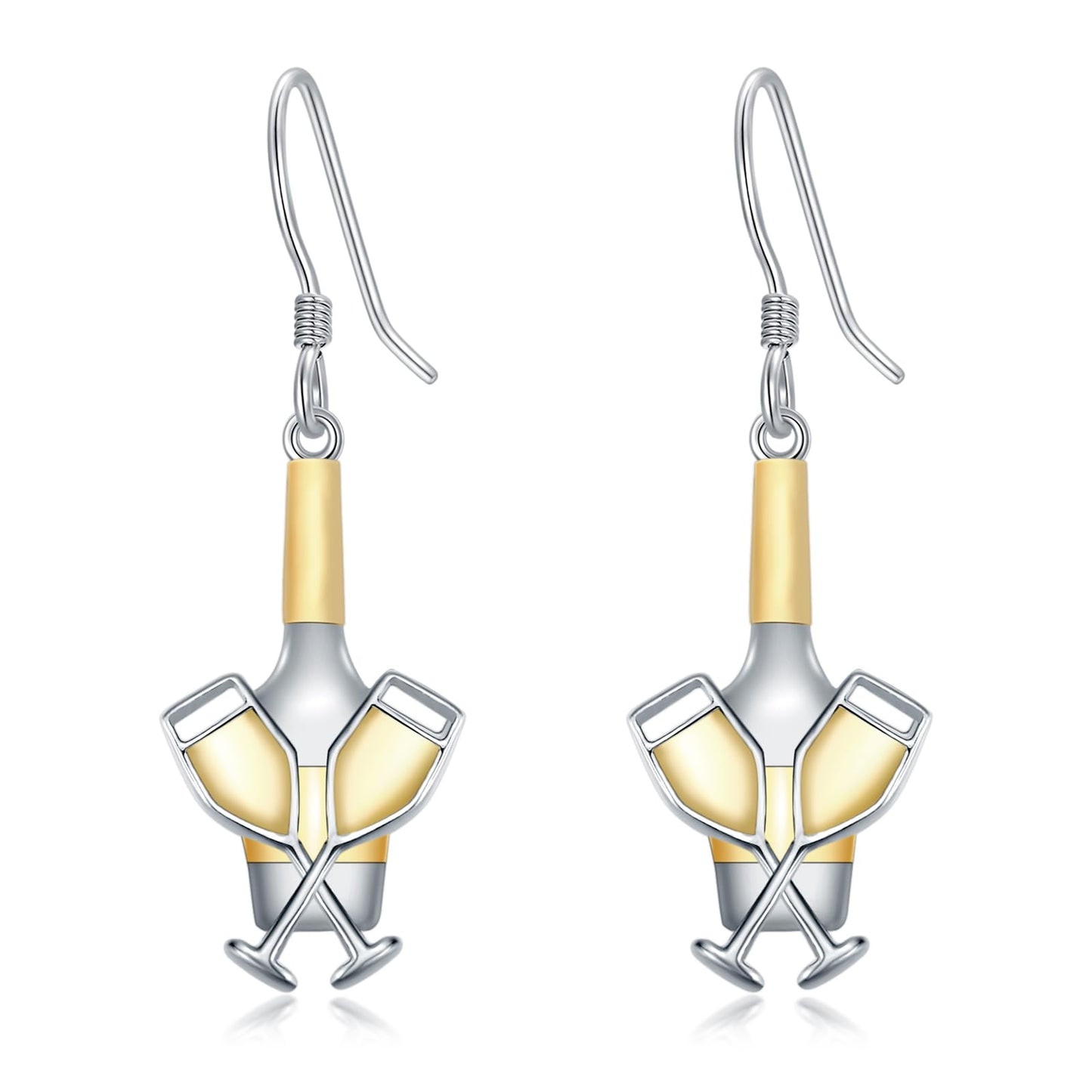 PROESS 925 Sterling Silver Champagne Earrings for Women Wine Glass Dangle Earrings Champagne Wine Bottle Earrings Christmas Mothers Day Gifts