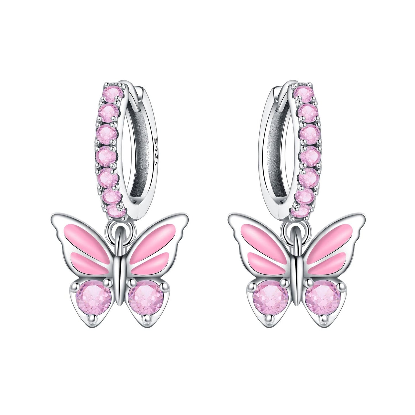 Cycuff 925 Sterling Silver Hoop Earrings Colorful Cubic Zirconia Jewelry Drop Earrings for Women Set Earring Presents for Her