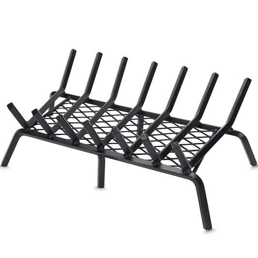 G GOOD GAIN Fireplace Grate 24" with Ember Retainer, Heavy Duty Cast Iron Indoor, Chimney Hearth Wood Stove Burning Rack Holder,1/2” Bar Fire Place Asseccories for Outdoor, Fire Pits, Camping