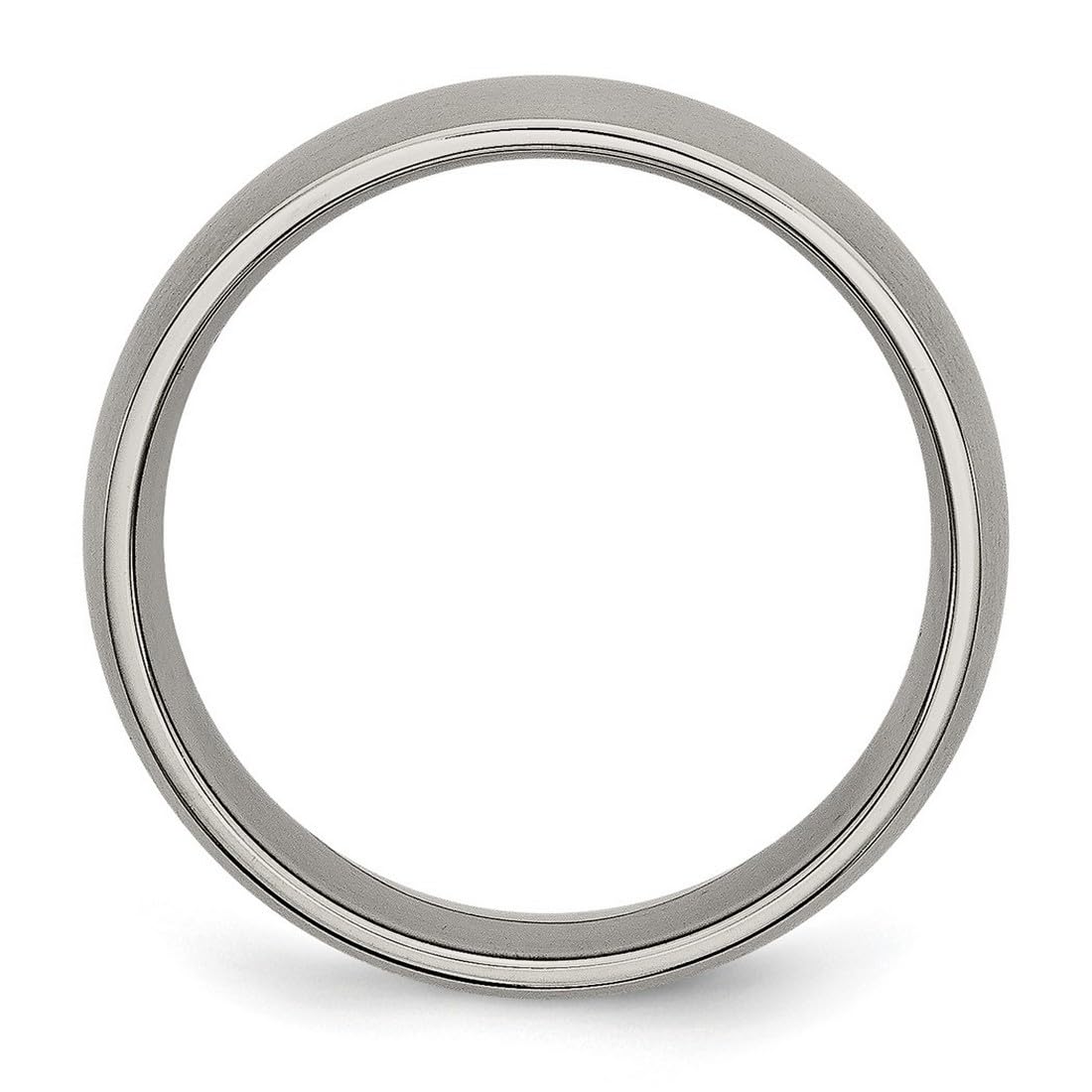 JewelryWeb Titanium Half Round 7mm Brushed Band Ring Size 15 Ring for Women and Men