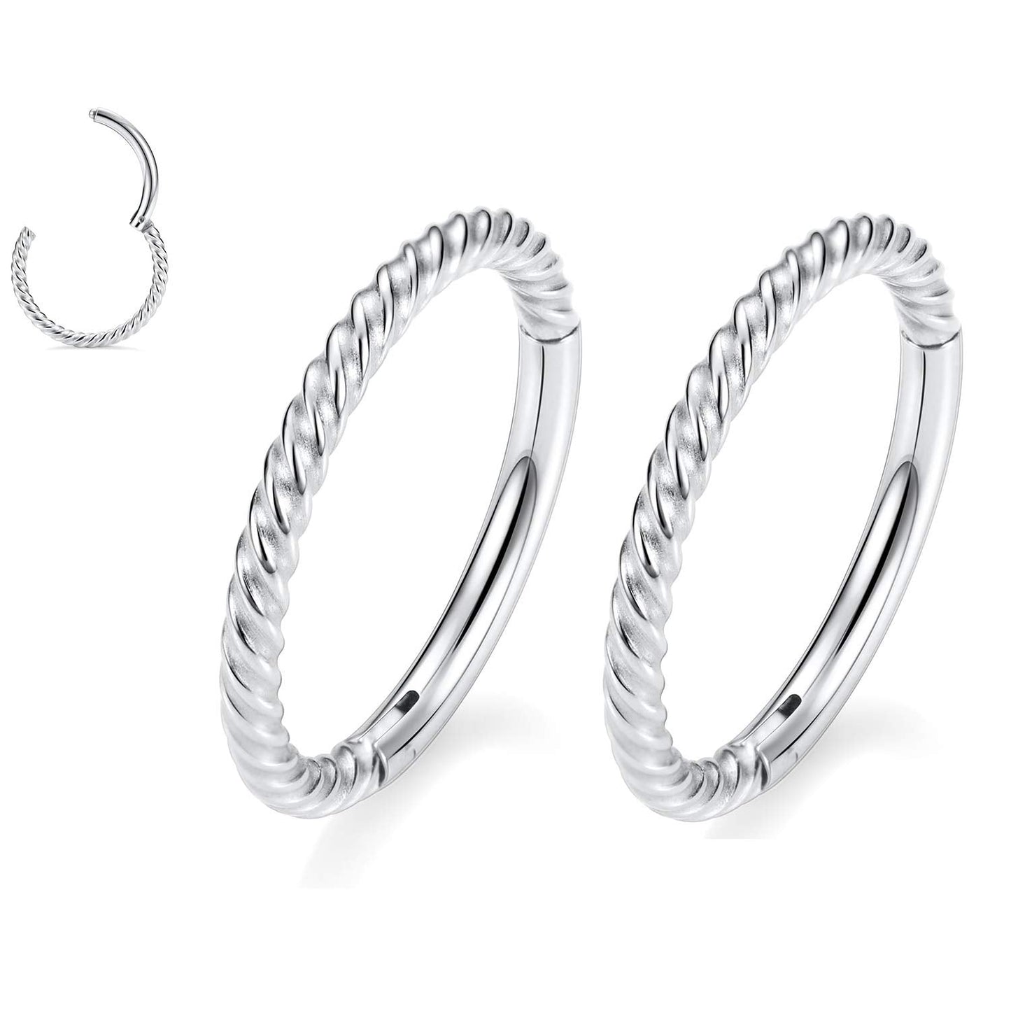 GAGABODY Septum Jewelry: Seamless Septum Clicker Nose Rings - 18 Gauge Hoop, 8mm, Silver Surgical Steel