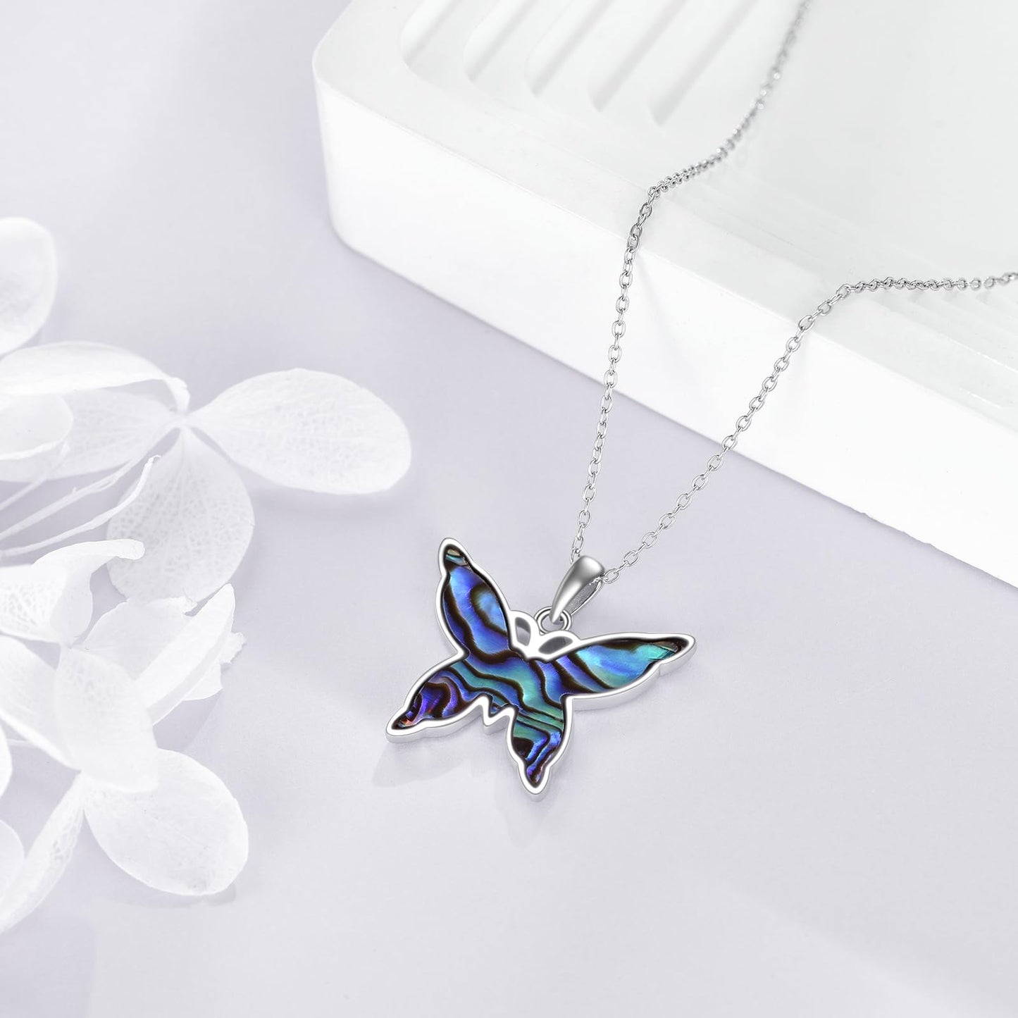 KQF Butterfly Necklace for Women Sterling Silver Abalone Shell Celtic Butterfly Pendant Necklace Jewelry Gifts for Women