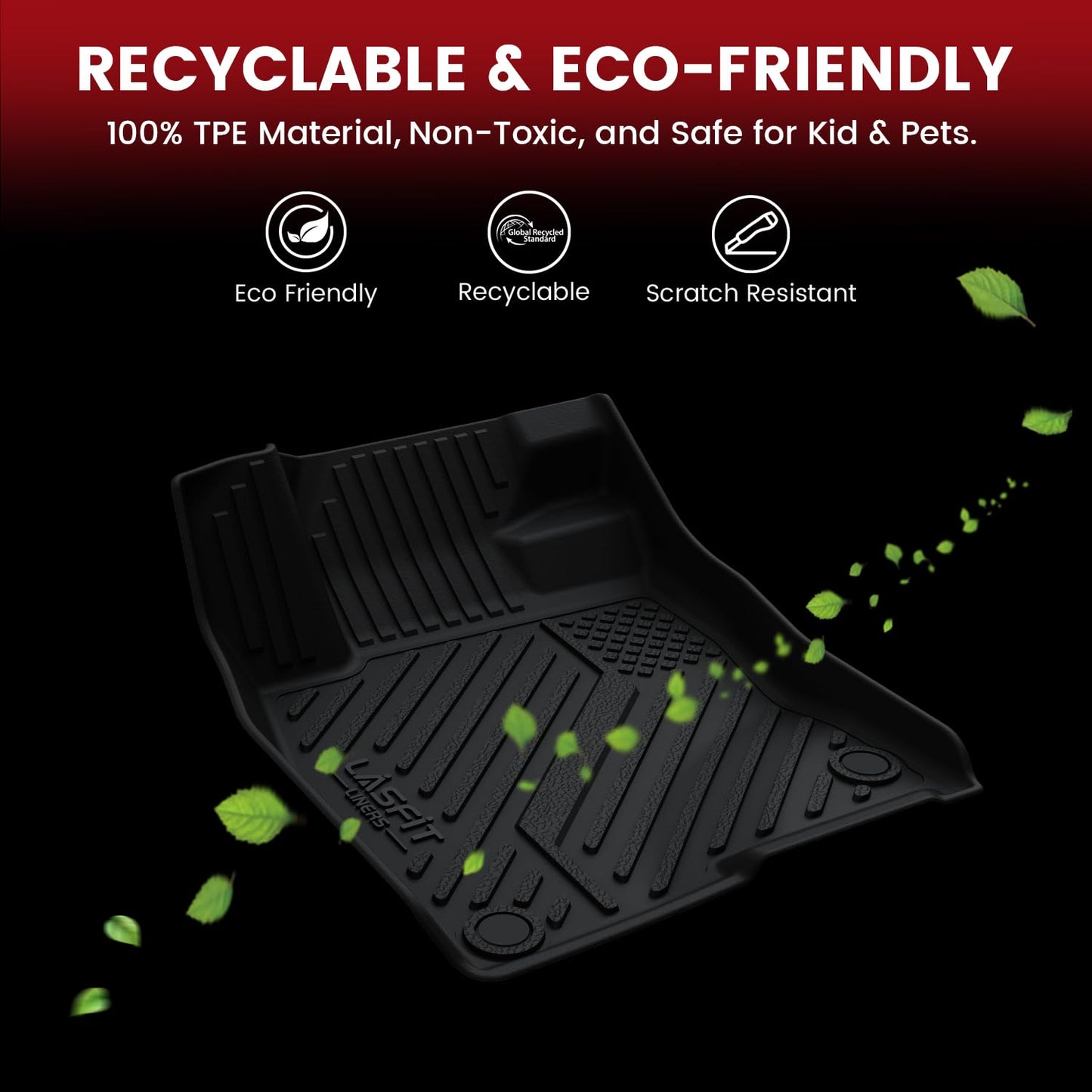 LASFIT Floor Mats & Cargo Mat Fits for Subaru WRX 2026 2025 2024 2023 2022, All Weather TPE Custom Fit Easy Clean Durable No-Curling Floor Liners for WRX 2022-2026 Car Mats & Trunk Mats, Black