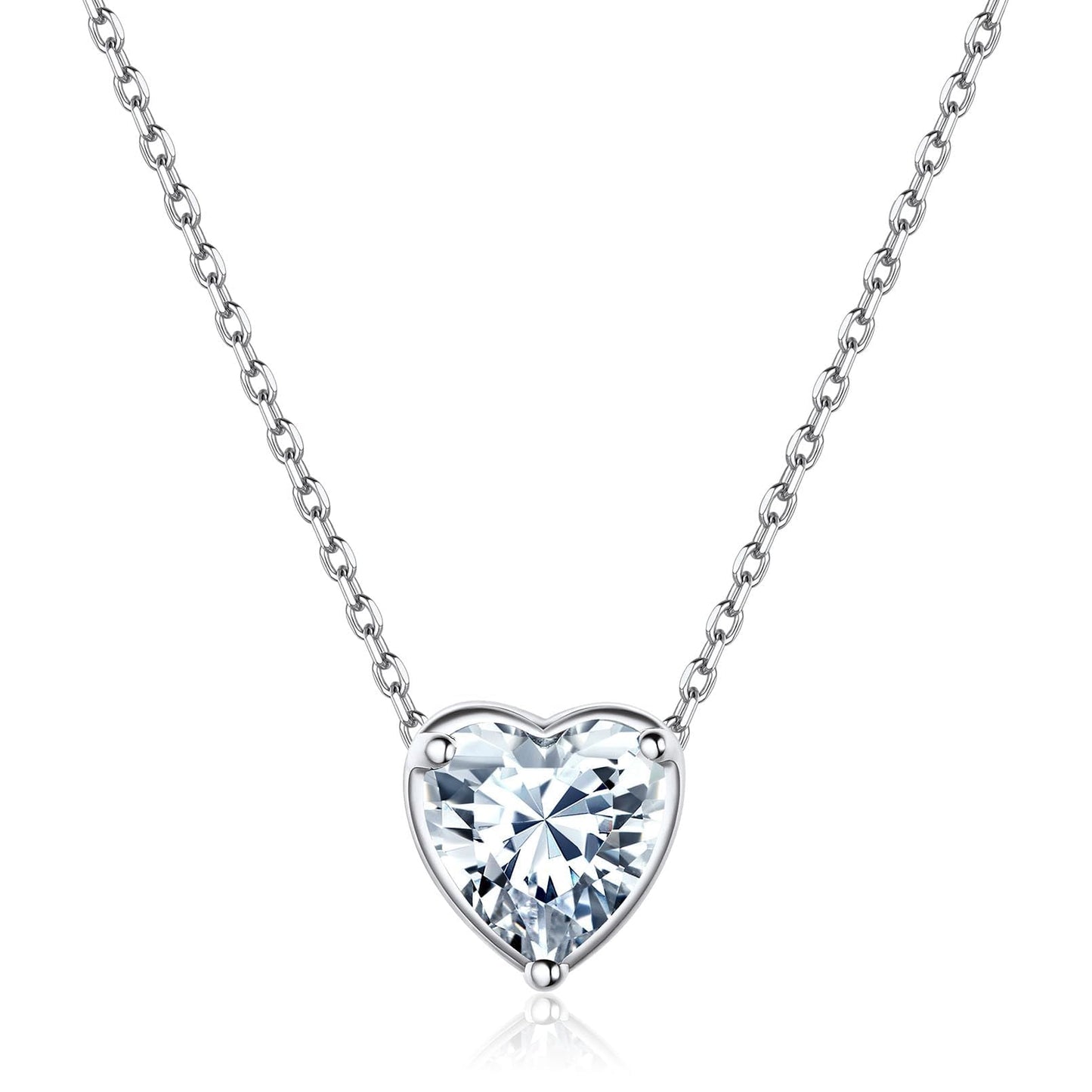 ChicSilver 925 Sterling Silver Heart Choker Necklace Small Dainty Diamond CZ Cubiz Zirconia April Birthstone Pendant Necklace Personalized Jewelry for Women Mom Gifts for Mothers Day