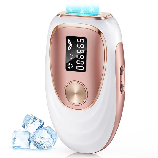 Oreeth Laser Hair Removal Device, at-Home IPL Hair Removal for Women & Men - Safe 45°F Ice-Cooling Contact for Painless & Long-Lasting Results, 86% Hair Reduction in 3 Weeks for Full Body, Gold/White