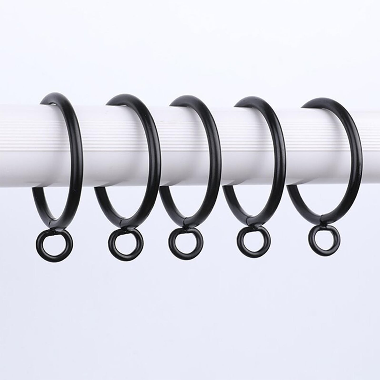 Black Curtain Rings Bulk 50Pack, 1.5 inch Inner Metal Drapery Rings with Eyelets, Diameter Drapery Rings Apply for Curtain Rods(Fits Up to 1 1/4-Inch Rod)