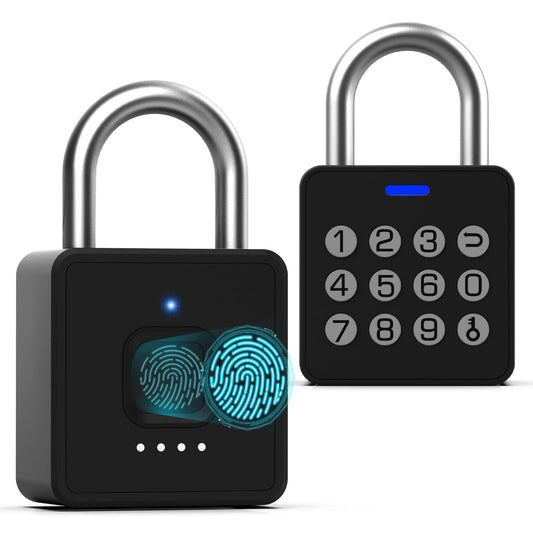 Keylesslife Fingerprint Padlock with Code,Combination Padlock Gym Locker Lock,Smart Padlock with Fingerprint Gym Lock Waterproof for Outdoor Gate Fence Shed Storage Gym Locker School