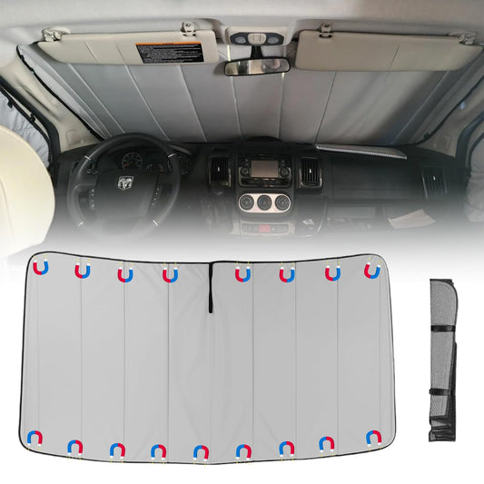 Ram promaster Window Covers (2014-present), Magnetic Fit, Built-in 5.0mm Premium Insulated Fireproof Foam, Sunshade, Shade, Durable, Portable (Front Windshield)