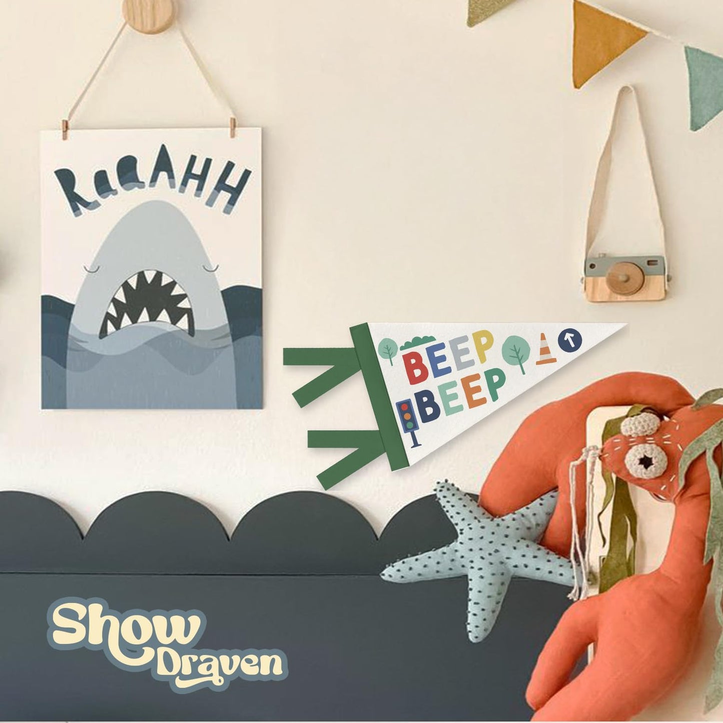 ShowDraven kids Playroom Decor Banner Wall Art,Kids Room Felt Banner Wall Art Decor for Playroom,Homeschool，Toddler Boys Girls Room,Nursery 8x17 Inch
