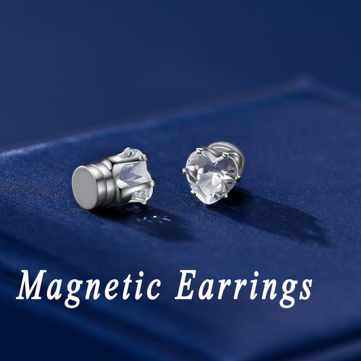 Spiritlele 12 Pairs Birthstone Magnetic Earrings Set Cubic Zirconia Clip on Non Piercing Fake Stud Earrings Birthday Gifts Unisex (Love)