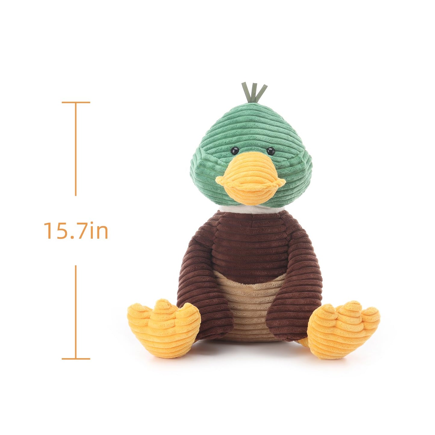 Apricot Lamb Corduroy Mallard Duck Stuffed Animals for Kids, Soft Cute Plush Toys for Baby Girl and Boy, 15.7 Inches