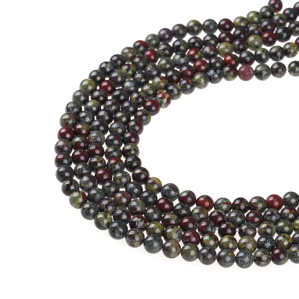 10mm Natural Dragon Bloodstone Gemstone Round Loose Beads Crystal Stone Bracelet Necklace Accessories Crafts for Jewelry Making DIY,1 Strand 15"