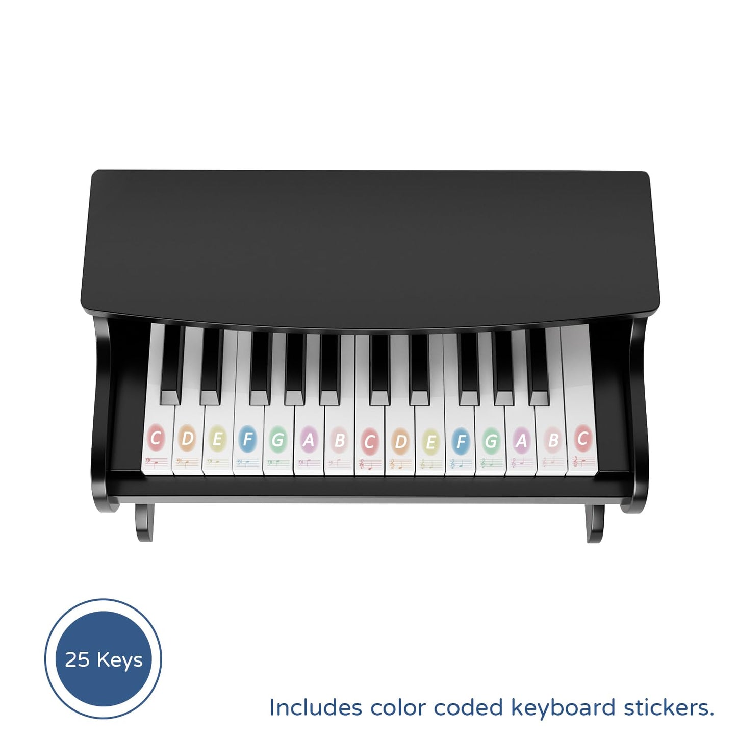 ZIPPY Kids Piano Keyboard, 25 Keys Digital Piano for Kids, Mini Music Educational Instrument Toy, Wood Toy for Toddlers Girls Boys (Black)