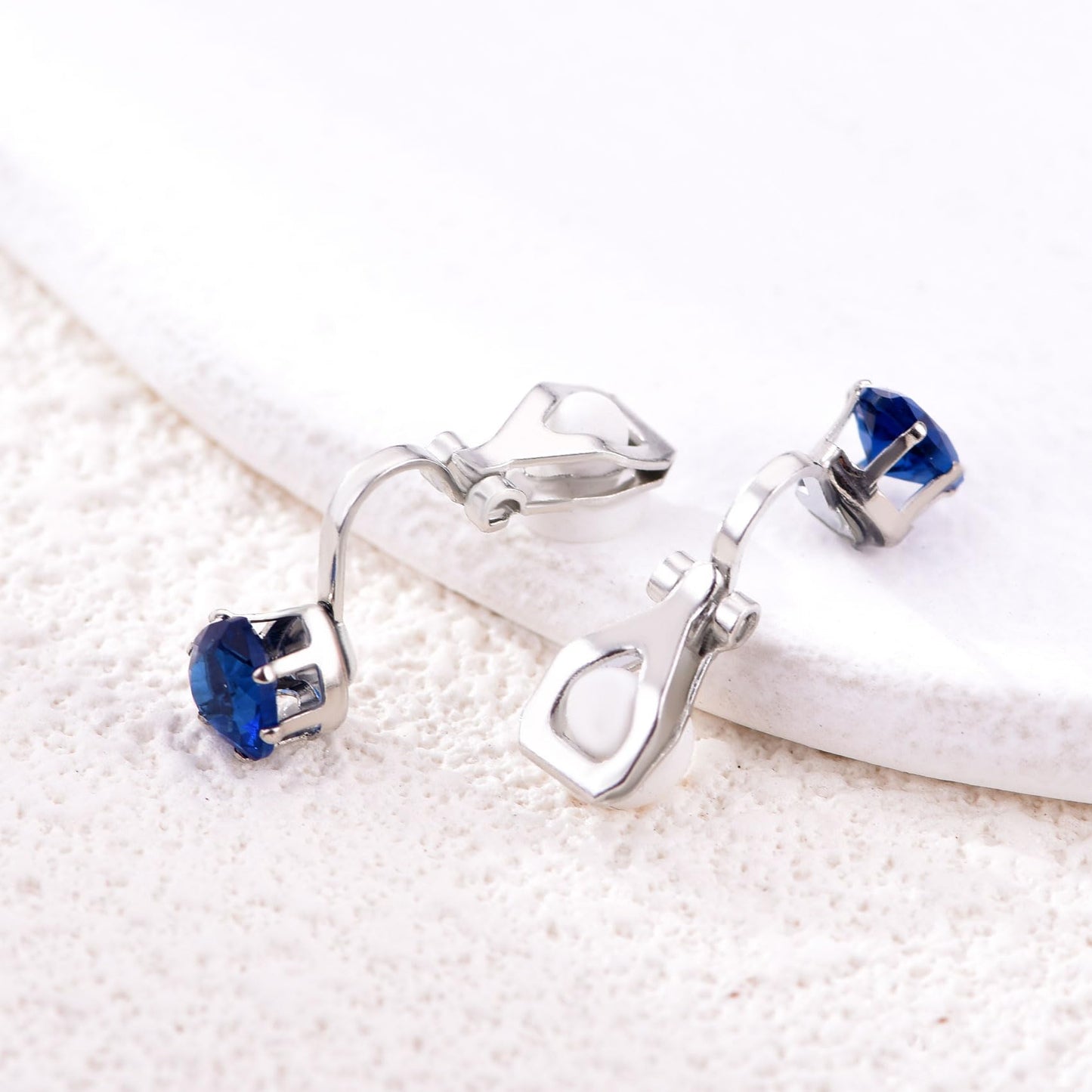 Spiritlele 12 Pairs Birthstone CZ Clip on Stud Earrings Set Heart Cubic Zirconia Clip on Non Piercing Fake Stud Earrings Birthday Gifts Unisex (Love)