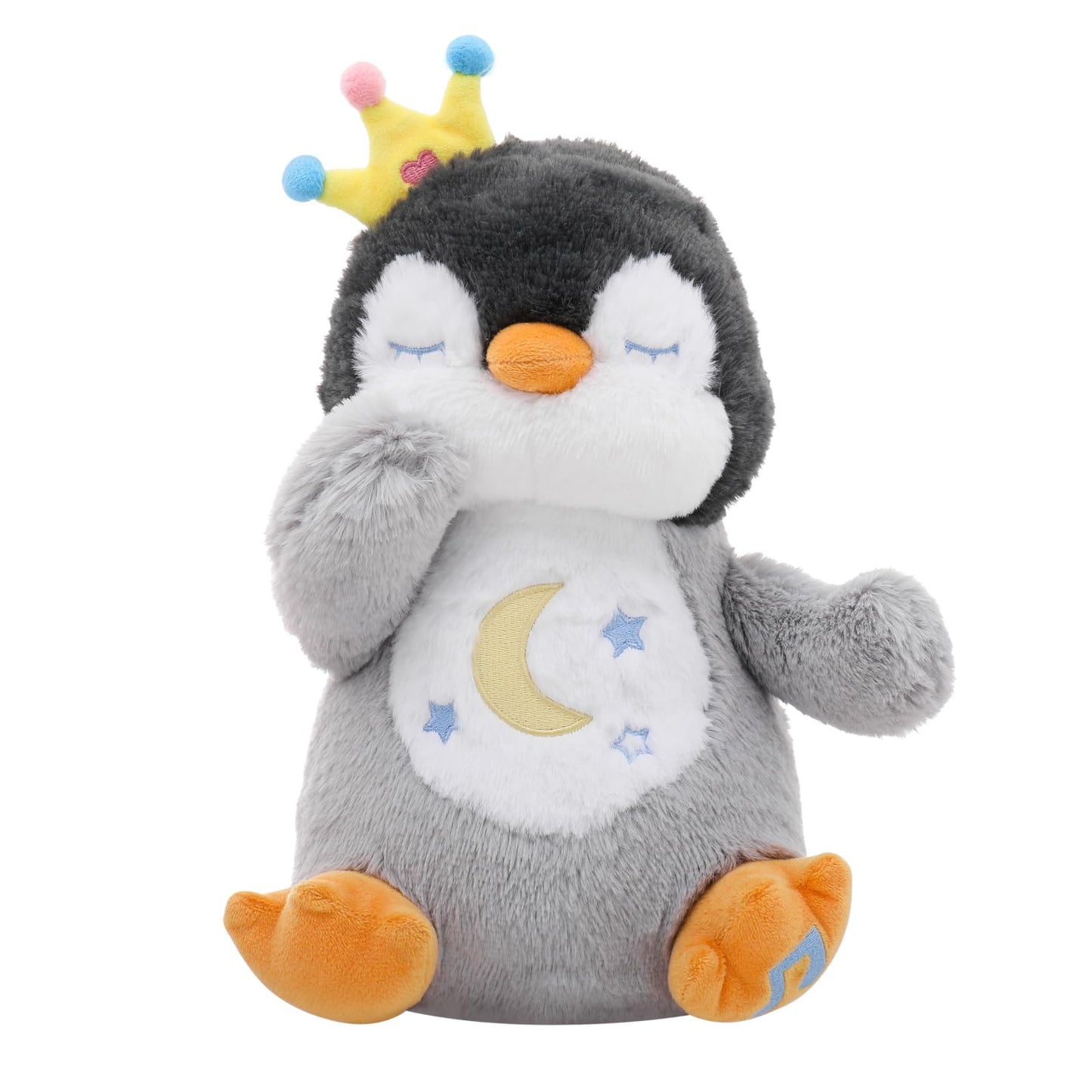 Emoin Breathing Stuffed Penguin Plush, Animal Breathing Penguin Plush Toy with Lights and Music Penguin Gifts Stuff for Adults and Kids