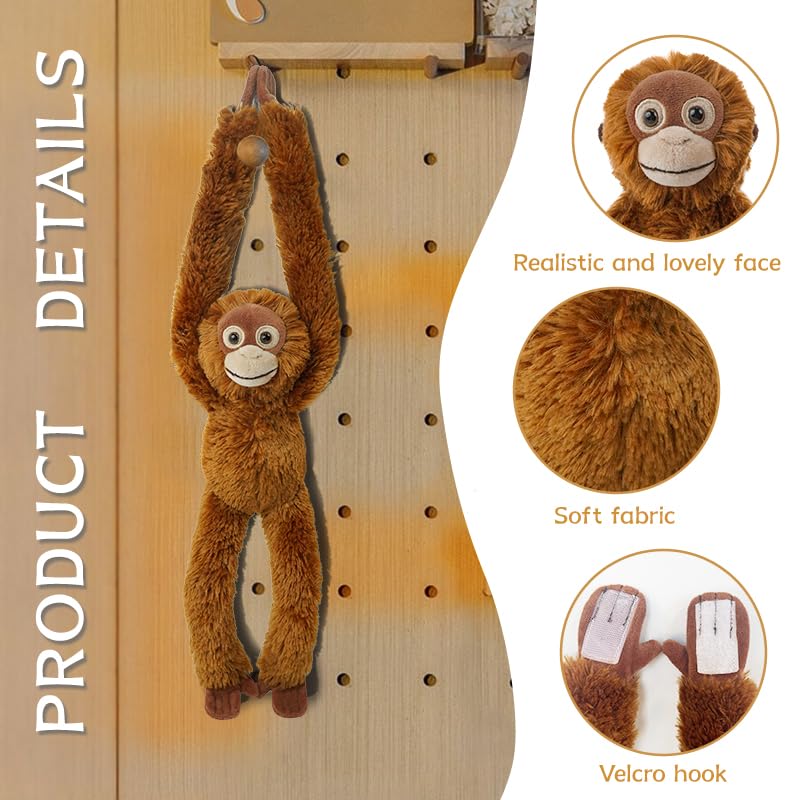 Hideekoog Stuffed Orangutans Toy Hanging Stuffed Animal, Hooks and Stuffed Monkey Animals with Rings for Kids, Gifts for Boys and Girls Hanging 20inches