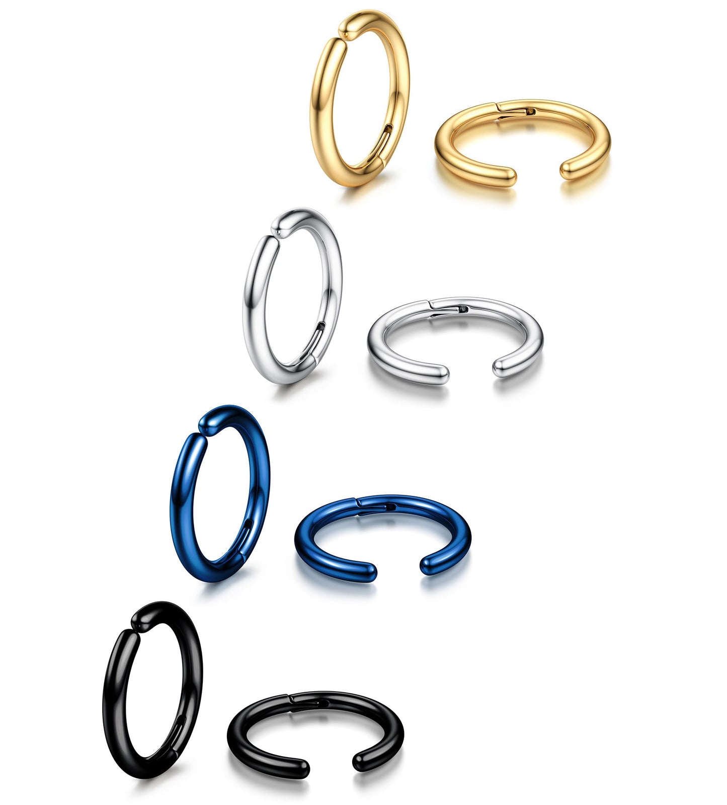 YADOCA 8 Pieces Clip On Earrings For Men Women Non-Piercing Fake Earrings Stainless Steel Clip On Hoop Earring Cool Earrings Ear Clips Set for Gifts
