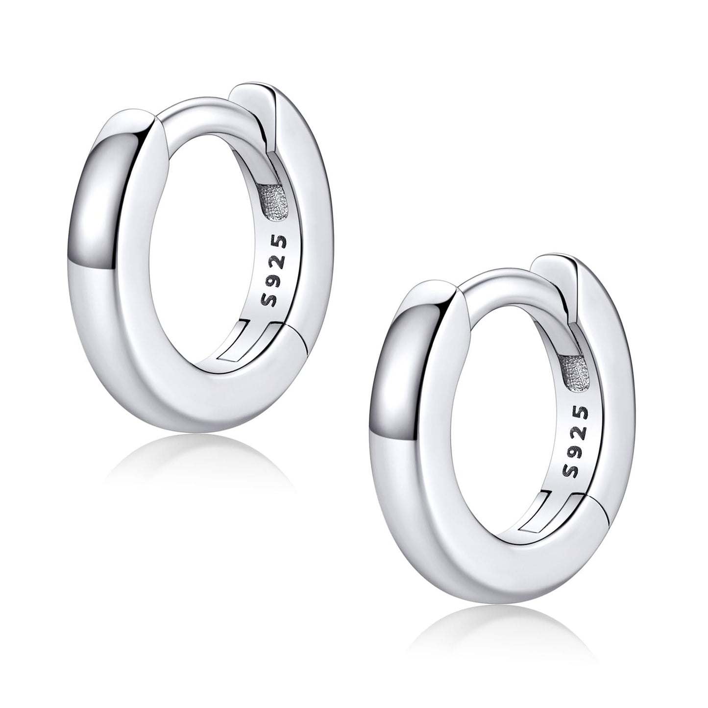 FaithHeart 925 Sterling Silver Huggie Hoop Earrings, Small Silver Hoop Earring for Women, Hypoallergenic Cartilage Earrings for Women 6mm