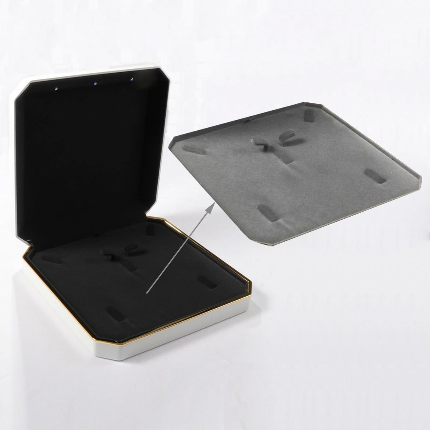 HSLFUAI Necklace Organizer with Led Light,Jewelry Box for Necklace, Necklace Box Gift,Jewelry Gift Box for Wedding, Birthday, Valentine' Day, Mother'S Day, Christmas(Gold)