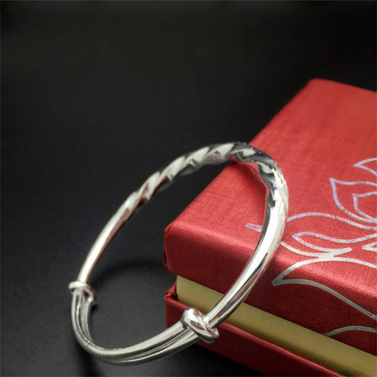Baoaichi Handmade 925 Sterling Silver Bangle Bracelets For Women Twist Wave Bangles Minimalist Statement Bracelets Adjustable Bangle Daily Jewelry for Christmas & Birthday Gift