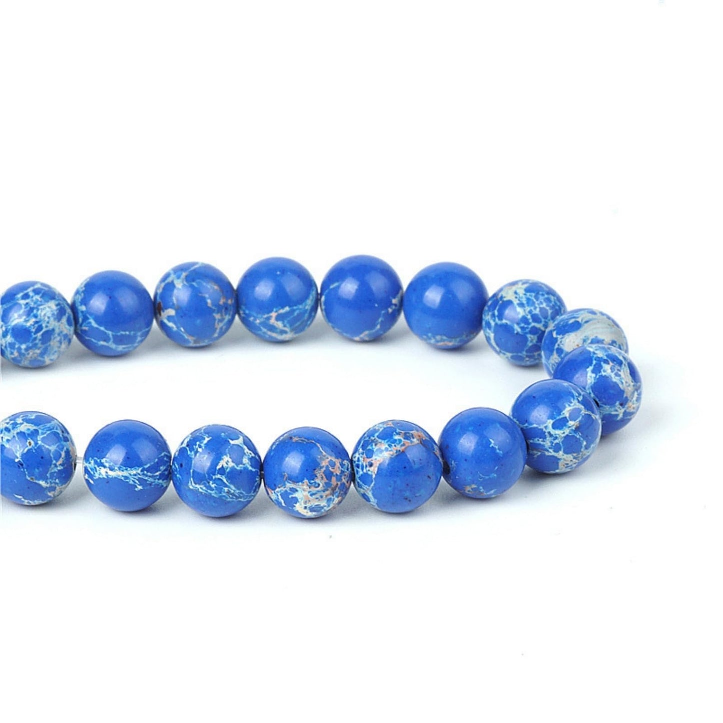 100Pcs Natural Stone 6mm Dark Blue Imperial Jasper Round Loose Gemstone Energy Healing Beads Hole Size 1mm DIY Smooth Beads for Bracelet Necklace Earrings Jewelry Making