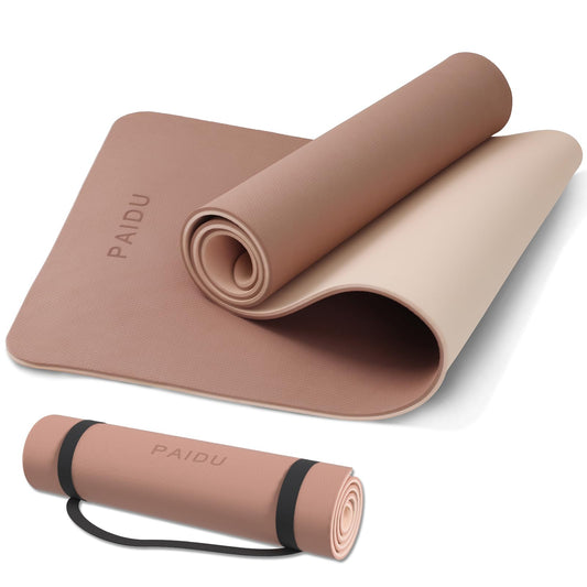 PAIDU Yoga Mat Non Slip Anti-tear,extra thick-2/5 inch（10MM）High Resiliency Professional POE Yoga Mats for Women Men Kids,72"x24"inch,Workout, Yoga, Pilates and Floor Exercise, with Carrier Strap