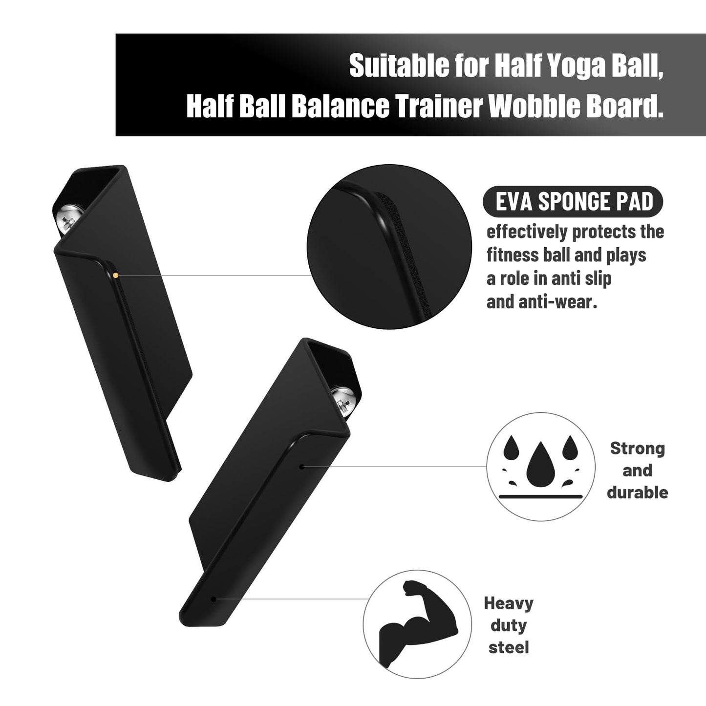 LHERUT Heavy Duty Balance Trainer Ball Holder Wall mount,Half Exercise Ball Storage Bracket for Strength Fitness Ball,Yoga Stability Ball Rack Organizer for Home Gym Workouts（Excluding balls）
