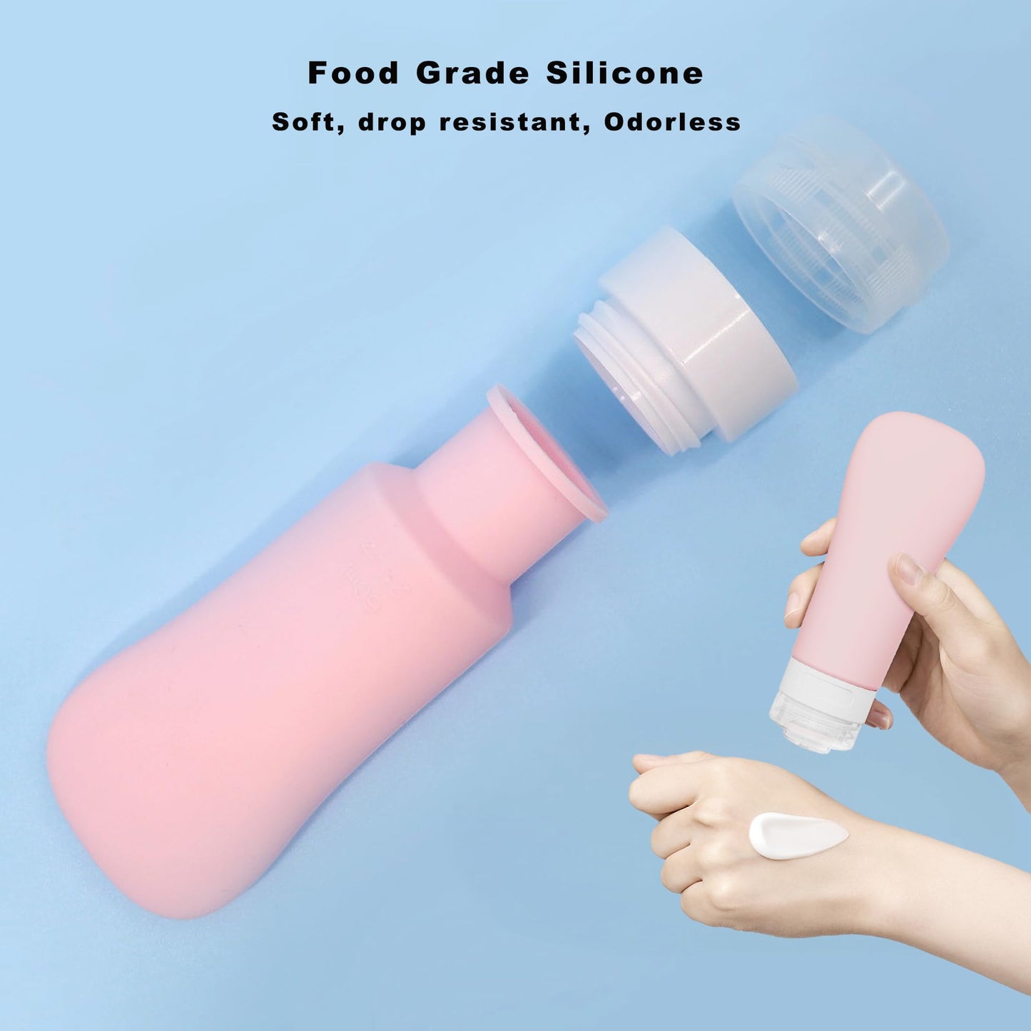 CATCH ON Travel Bottles for Toiletries, Silicone Travel Size Containers, Leak Proof Refillable Liquid Shampoo and Conditioner Travel Essentials Toiletry Bottles