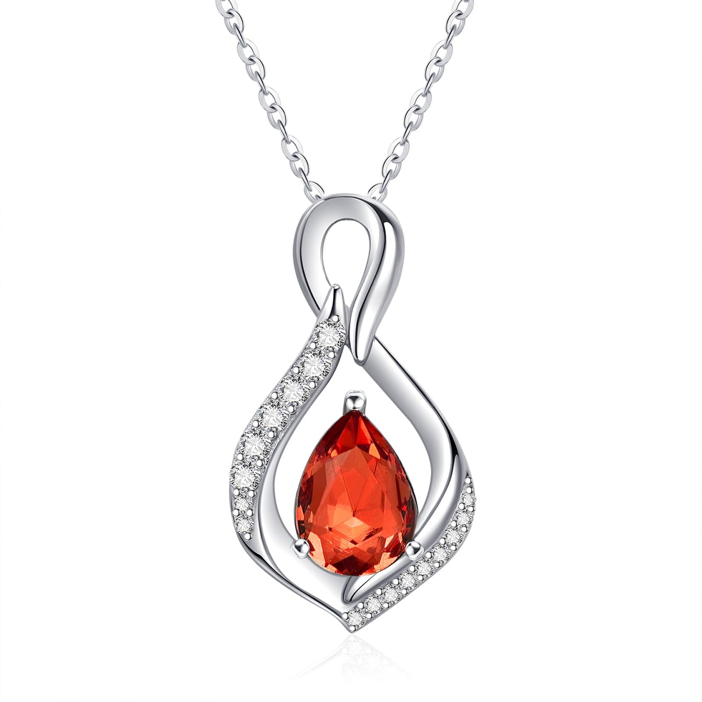 JIYVY32 Created Ruby Infinity Necklace for Women July Birthstone Necklaces White Gold Plating Anniversary Birthday Gifts for Wife Her Mom Girlfriend Birthstone Jewelry Gifts for Women