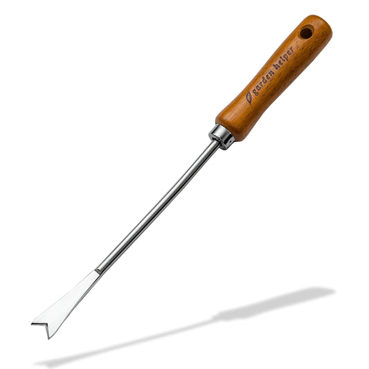 Dandelion Weed Puller Tool Handheld 13" - Garden Weeder Root Removal Tool - Heavy Duty Japanese Steel with Wood Handle - Made in Japan