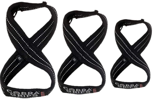 Deadlift Straps Figure 8 Loop Lifting Straps The #1 Choice for Power Lifters weightlifters workout Enthusiasts (Black with White Strips, 80 cm 8.0"+ And Up Wrist Circumference)