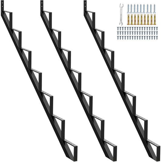 Zwinz Steel Stair Riser 7 Step 3 Pack, Metal Stair Stringers for Deck Height 57 inches, Steel Stair Step Riser for Outside Stairs