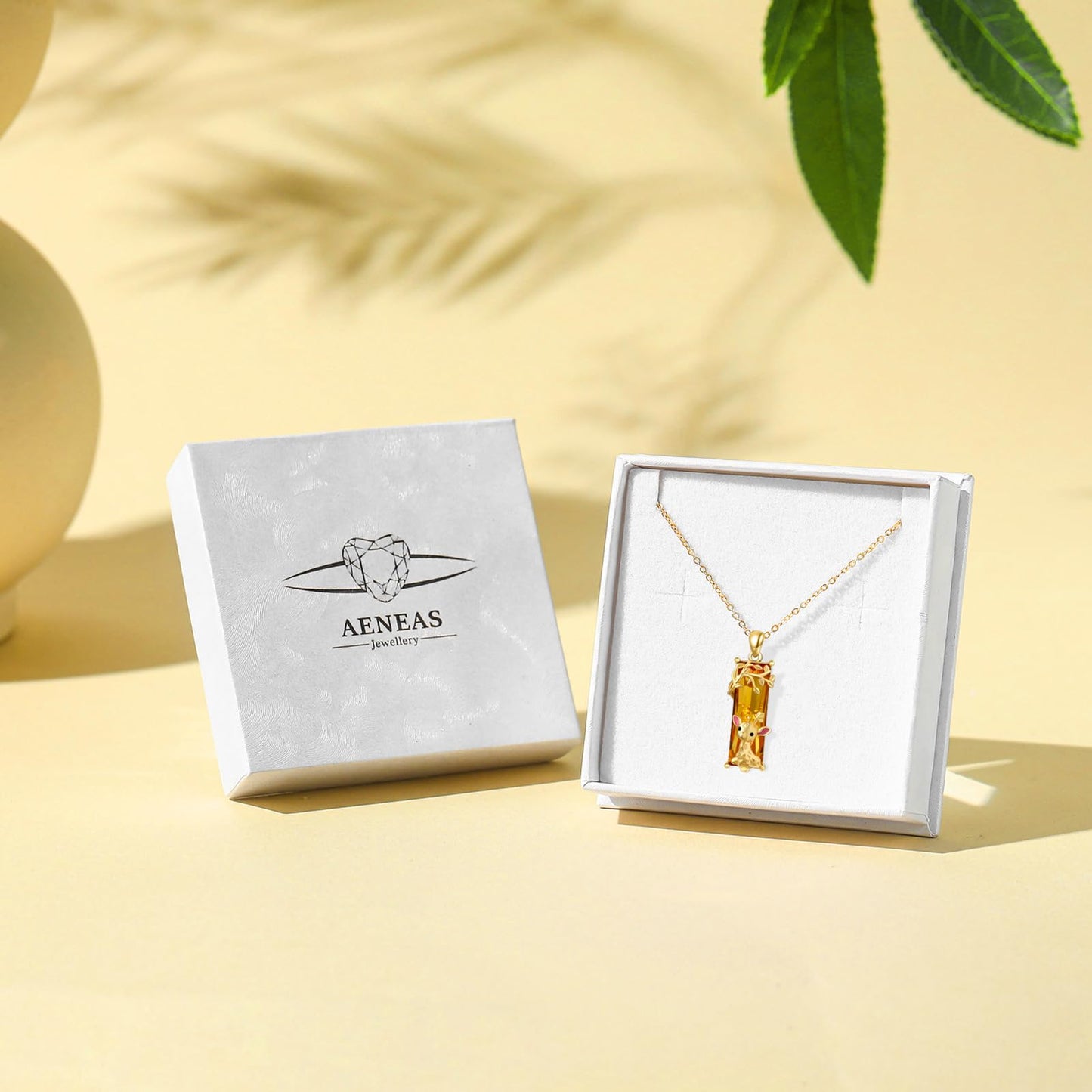 AENEAS Giraffe Necklace for Women 925 Sterling Silver Giraffe Pendant Necklace Citrin Crystal Jewelry Gift for Women Daughter Wife