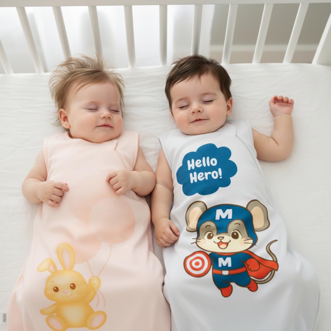 YumiBabe Premium Newborn Baby Sleep Sack, Organic Bamboo Wearable Blanket 0.5 tog, Ultra-Soft, Safe, Breathable Baby Sleeping Bag 0–6 months 2‑Way Zipper