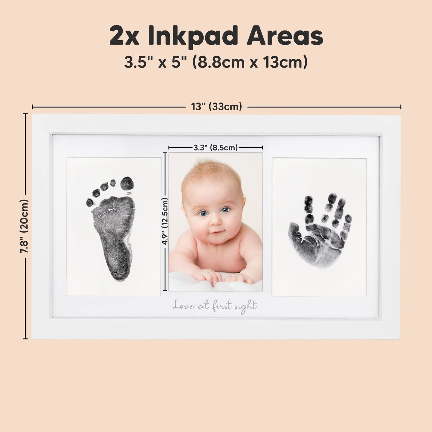 Inkless Hand and Footprint Kit, Boy, Girl, Newborn Keepsake - No Mess Ink Pad for Baby Handprint,Clean Touch Paw Print Kit for Dog Picture Frame,Personalized Baby Christmas Shower Gifts(Alpine White)