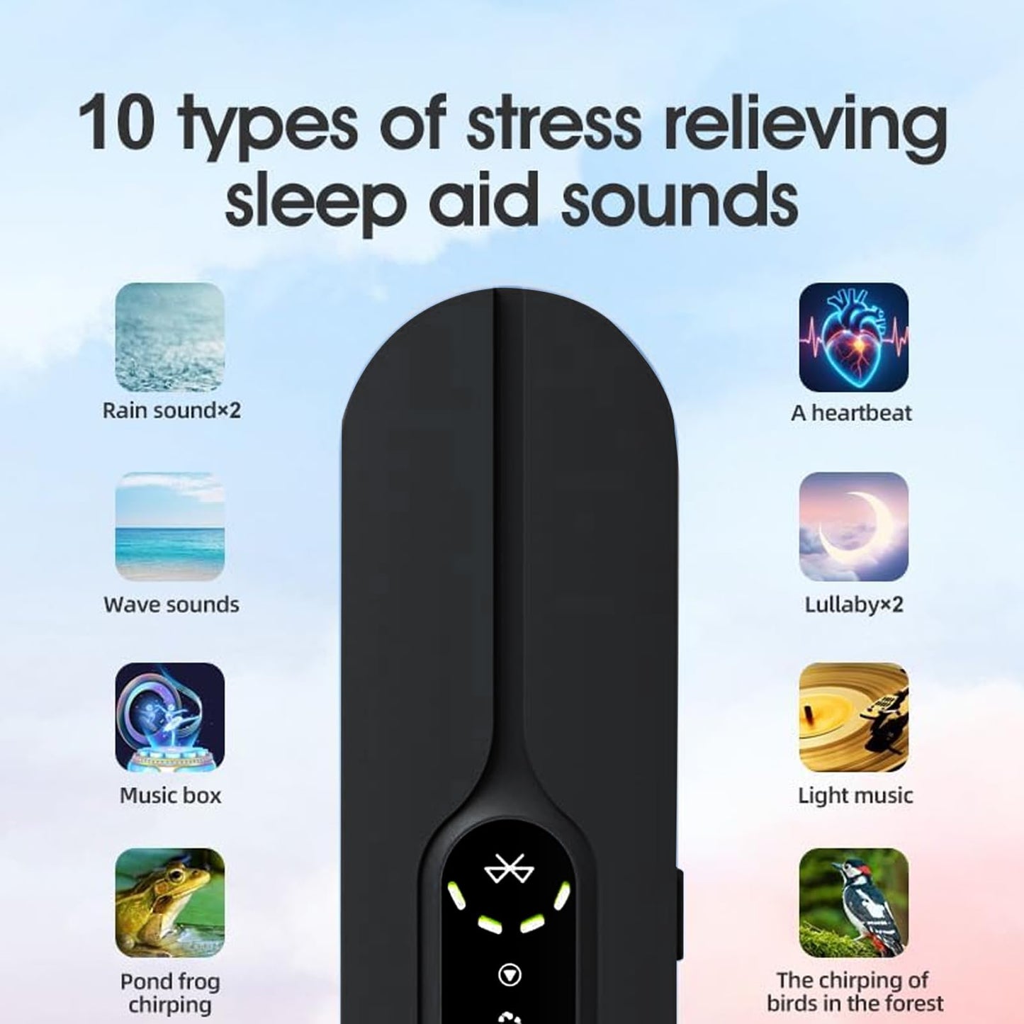 STEHEALTH Under-Pillow Speaker for Sleeping - Mini Portable Wireless Bluetooth Bone Conduction, with White Noise & Timer | Supports TF Card, Suitable for Side Sleepers and Sleep Difficulties（Black）