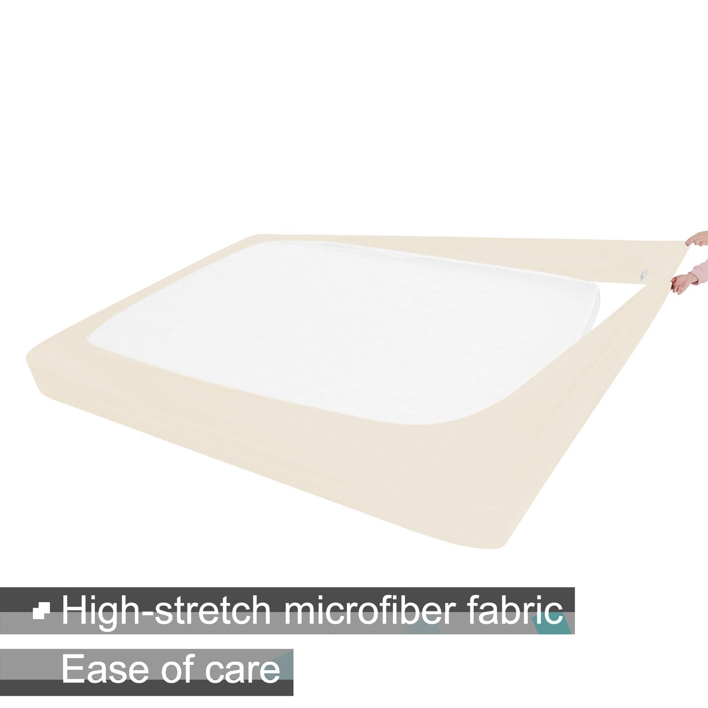 Box Spring Cover King/Cal King Size - Jersey Knit & Stretchy Wrap Around 4 Sides Bed Skirt for Hotel & Home, Beige
