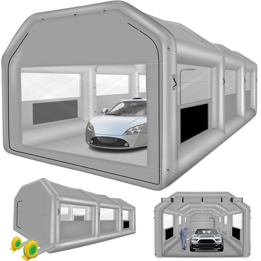 GZKYYLEGS Inflatable Paint Booth, 26X14.5X9.7Ft Inflatable Spray Booth Tent, Car Paint Tent Air Filter System for Car Parking Workstation Motorcycle Garage - Blowers Excluded