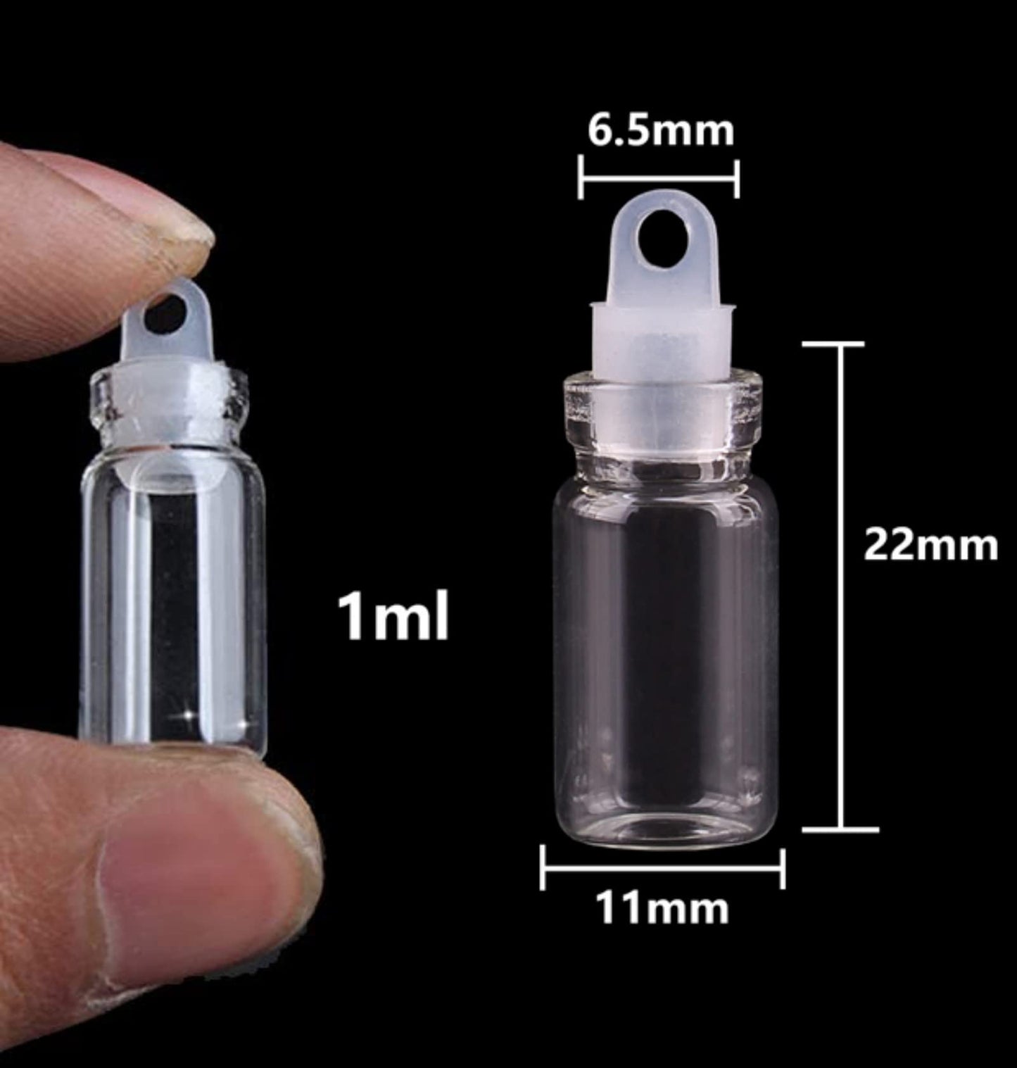 Minsily 100 Pcs 1ml Mini Small Glass Bottles with Plastic Stopper 20m Twines Clear Tiny Jar Small Glass Vials Wishing Bottle Charm Vials Arts Crafts Bottles DIY Decoration Wedding Party Favors Gifts