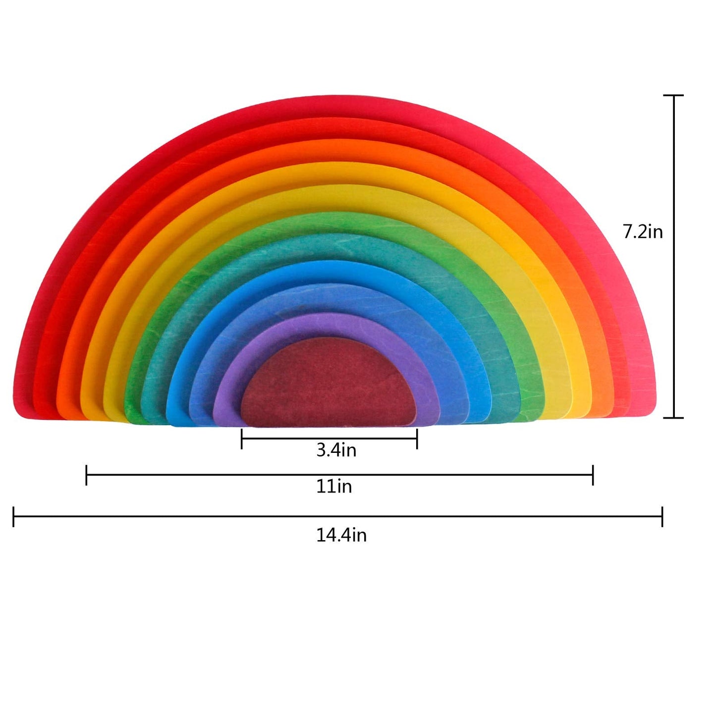 Dinhon 11Pcs Semicircle Stacking Toys Game Rainbow Stacker Wood Building Blocks Set for Kids Construction Building Toys Set Preschool Wooden Blocks for Boys Girl Colorful Learning Educational Toys