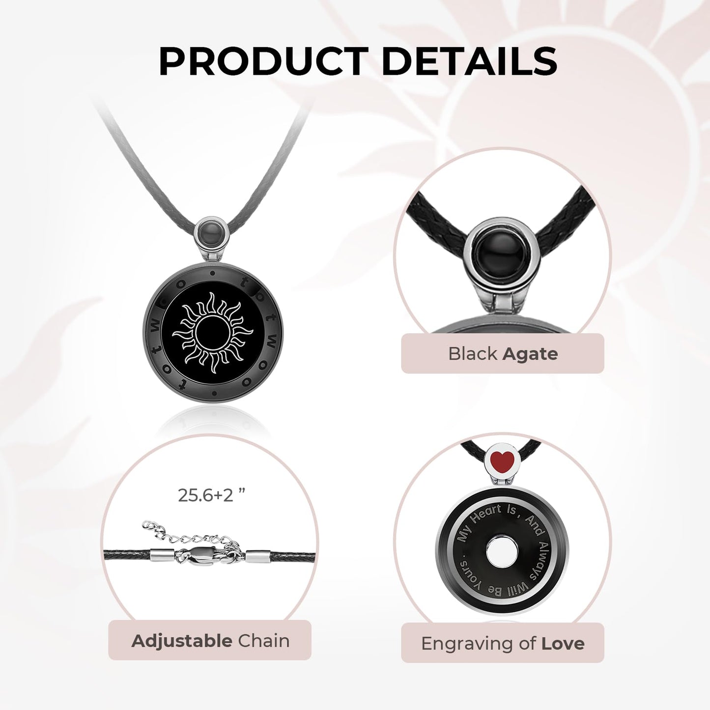 Single Long Distance Touch Necklace for Couples, Vibration & Light Up Smart Love Jewelry, Long Distance Relationship Gifts for Girlfriend Boyfriend Her Him, One-to-One Bluetooth Pairing via the Companion App