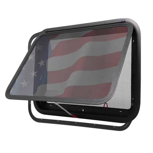 30"x22" RV Emergency Exit Window - DOT-Certified Tempered Glass, Security Lock, Waterproof Aluminum Frame w/Mesh Screen (Fits 1.57"-1.77" Walls, Complete Kit)