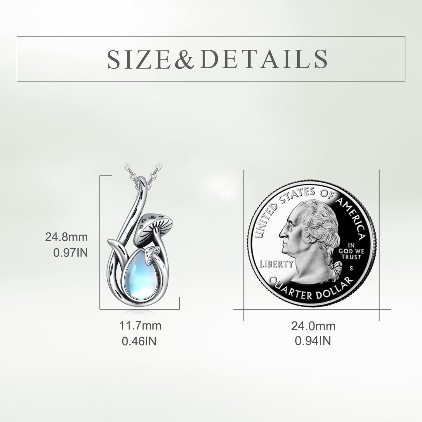 CRMAD Mushroom Moonstone Necklace for Women Sterling Silver Mushroom Pendant Jewelry Gifts (moonstone)